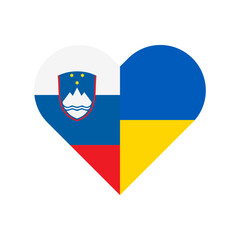 heart shape icon with slovenia and ukraine flags. vector illustration isolated on white background