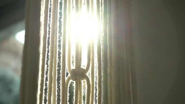 macramé knitted curtains with sunburst