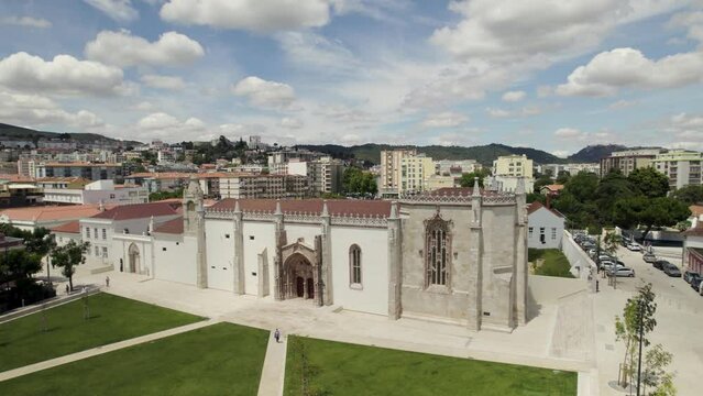Church of the former Monastery of Jesus exterior drone view, Setubal