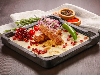 Chicken kebab with minced meat
