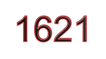 red 1621 number 3d effect white background