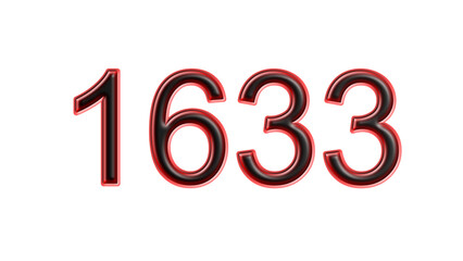 red 1633 number 3d effect white background
