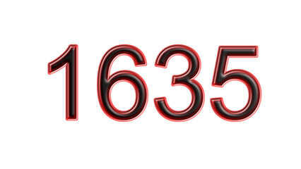 red 1635 number 3d effect white background