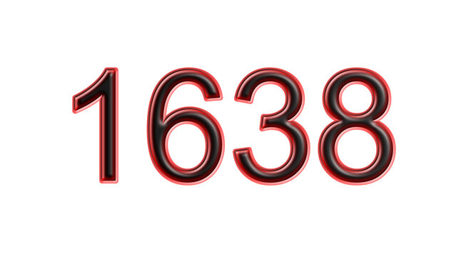 red 1638 number 3d effect white background