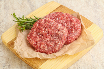 Raw beef burger cutlet for grill