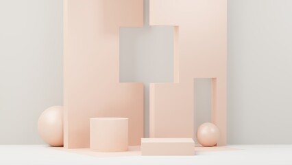 3d render abstract display podium platform for  product presentation and advertising. Minimal scene backdrop with clean design. Vacant pedestal for mock up. Empty stage with pastel color for cosmetic.