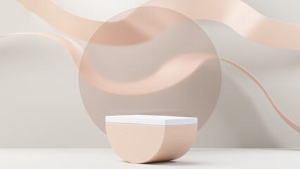 3d render abstract display podium platform for  product presentation and advertising. Minimal scene backdrop with clean design. Vacant pedestal for mock up. Empty stage with pastel color for cosmetic.