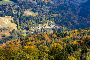 View of village  Saint Pierre d'Entremont. Chartreuse. Savoy. France.