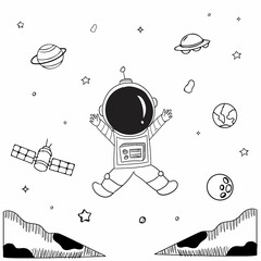 Astronauts characters in flat cartoon style vector illustration
