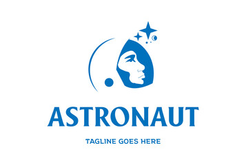 Modern Simple Astronaut Helmet for Space Science Technology Logo Design Vector