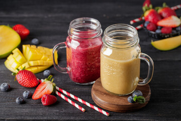 smoothie with berries and mango
