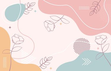 Cute Nature Floral Flower Leaf Minimalist Girly Background Wallpaper