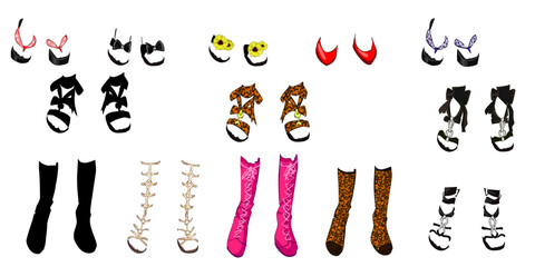 Light women / woman shoes pattern. Set with different types of women's / woman's shoes vector.