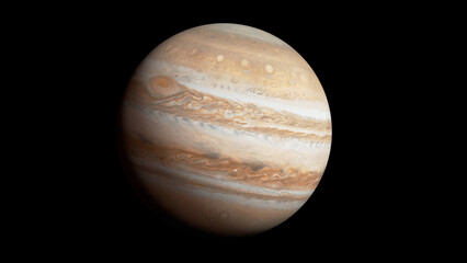Jupiter planet around the sun realistic 3d illustration. 8k resolution space wallpaper