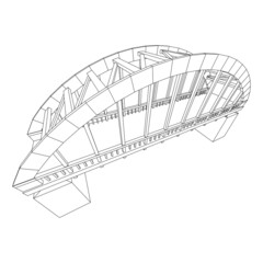 Bridge connection structure. Wireframe low poly mesh vector illustration.