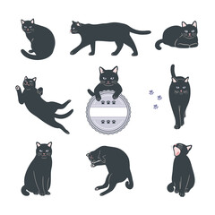 黒猫のイラストセット