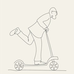  man on a scooter with one line