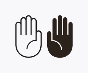 Hand vector icon. Stop hand symbol on white background