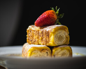 French Rolled Toasts with Strawberry 