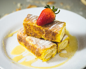 French Rolled Toasts with Strawberry 