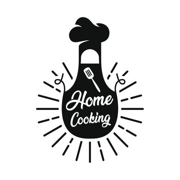 Home cooking logo. Apron vector icon