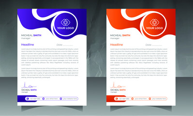 Modern & Professional business style letterhead design template in A4 size.
Minimal informative and newsletter magazine poster flyer brochure design
letterhead design in red, yellow, green, and blue