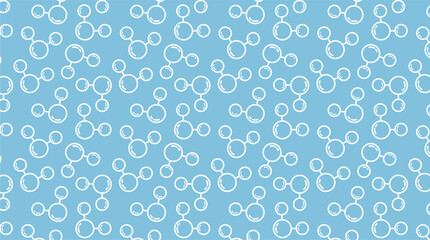 CO2 molecule seamless pattern. Linear style white chemical element molecules on blue background texture. Medicine science technology biochemistry print design. - obrazy, fototapety, plakaty