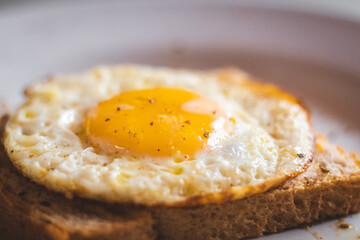 healthy breakfast with egg and toasts
