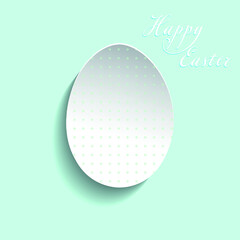 Easter card paper cut out with Spotted egg shape on painted light blue background. Text Happy Easter. Creative Easter holiday concept with copy space. vector illustration 