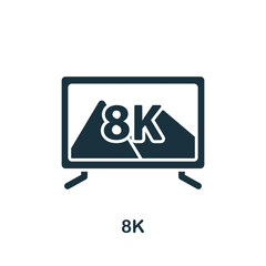 8K icon. Monochrome simple icon for templates, web design and infographics