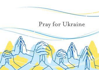 Illustration of many hands praying for peace of Ukraine