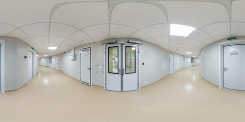 full seamless spherical hdri panorama 360 degrees angle view in interior of white empty corridor in...