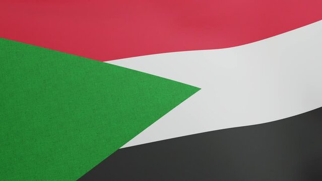 National flag of Sudan waving original size and colors 3D Render, made intime Arab Liberation Flag and Egyptian Revolution, Pan-Arab Colours flag, Republic of the Sudan flag