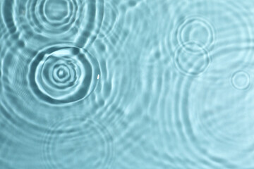 Closeup view of water with circles on turquoise background