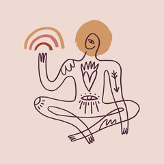 Woman silhouette meditation lotus pose asana vector illustration International yoga day art