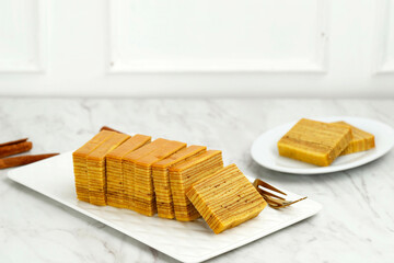 Lapis Legi, Indonesian Traditional Layered Cake on White Table