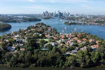 The Sydney suburb of Greenwich with city and harbour.