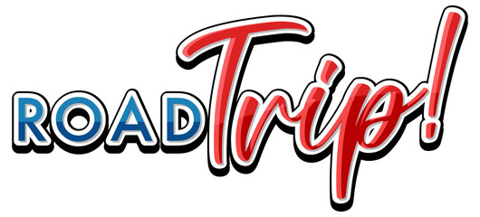 Road trip text icon on white background
