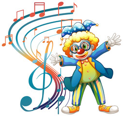 Clown cartton character with music note