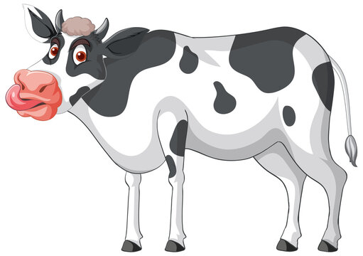 Dairy cow sticking tongue out cartoon character