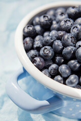 Fresh blueberry in cooking pot bowl