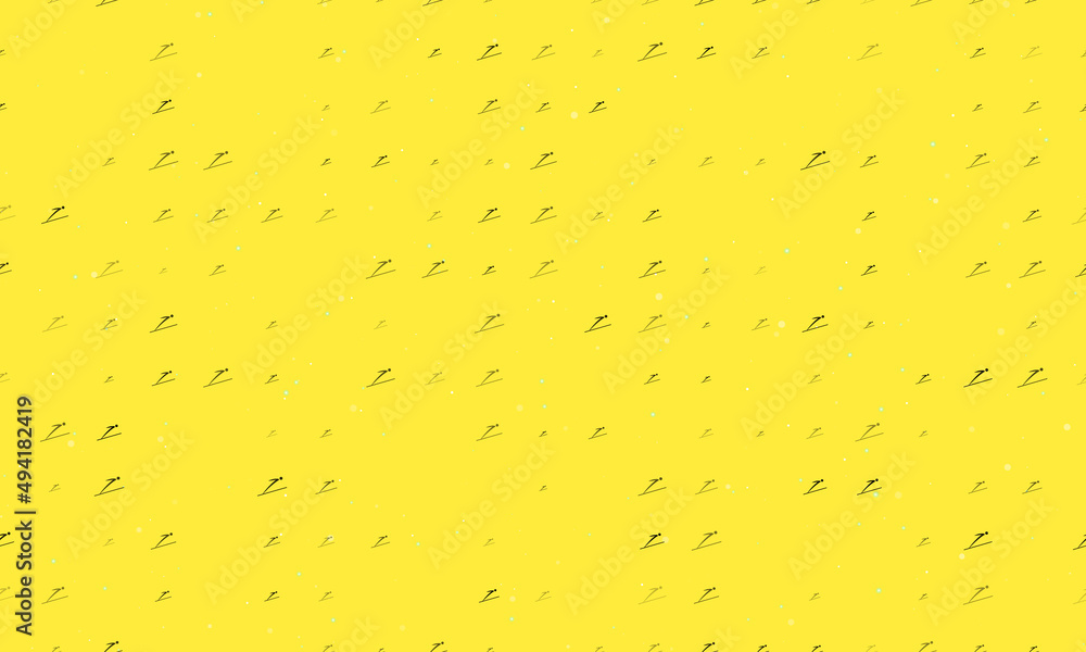Poster seamless background pattern of evenly spaced black ski jumping symbols of different sizes and opacit