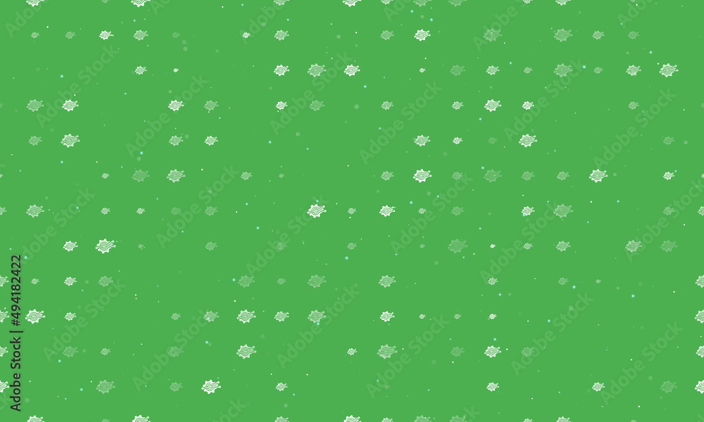 Poster seamless background pattern of evenly spaced white digital tech symbols of different sizes and opaci