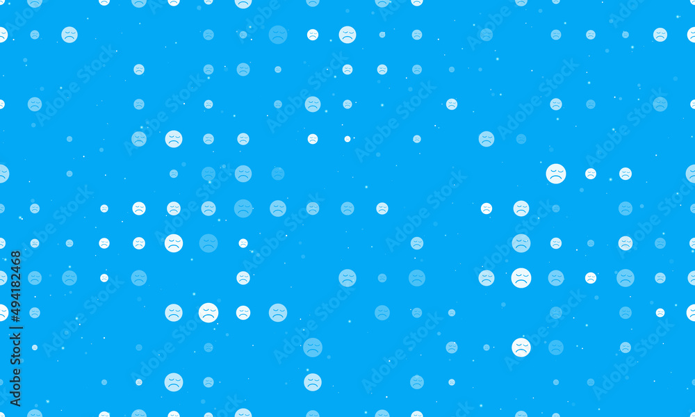Poster seamless background pattern of evenly spaced white depression symbols of different sizes and opacity