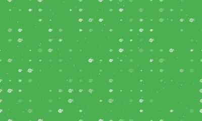 Seamless background pattern of evenly spaced white digital tech symbols of different sizes and opacity. Vector illustration on green background with stars