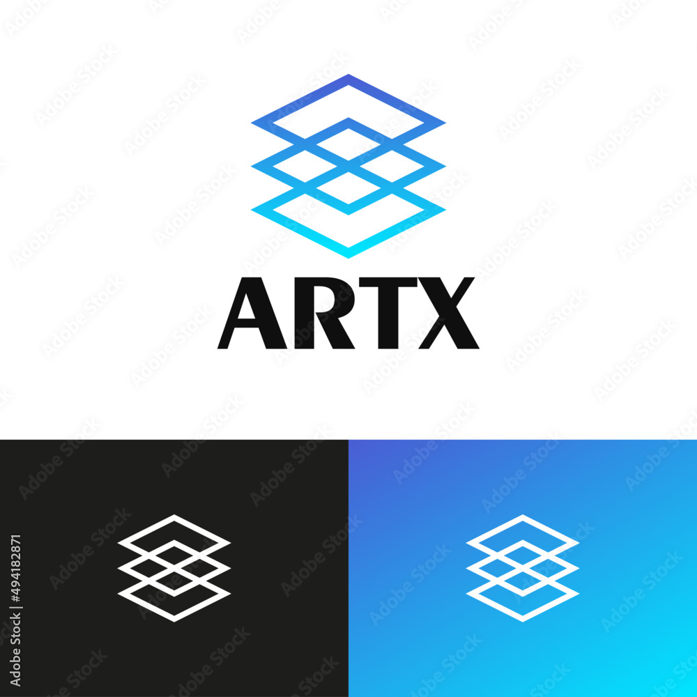Aufkleber Simple blockchain logo design concept. Data tech company brand logomark illustration. Can representing algorithm, system, data, connect.