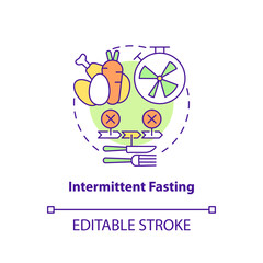 Intermittent fasting concept icon. Energy restriction. Trendy diets abstract idea thin line illustration. Isolated outline drawing. Editable stroke. Arial, Myriad Pro-Bold fonts used