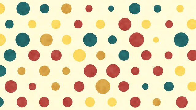 Colorful polka dots blinking and floating on a 4K cream-yellow background.