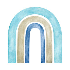 Watercolor boho rainbow baby boy cute illustration. Isolated clipart element on white background. Art for baby shower, kids room design