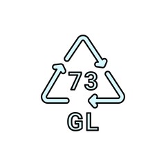 Glass recycling code GL 73 line icon. Consumption code.
